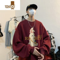 YANXU卫衣男2023新款潮牌圆领痞帅情侣印花长袖男生美式外套