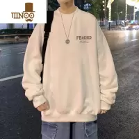YANXU早美式圆领卫衣男女字母加绒套头潮流学生上衣服