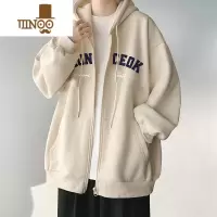 YANXU拉链外套男美式潮牌冬季加绒青少年帅气休闲宽松连帽卫衣