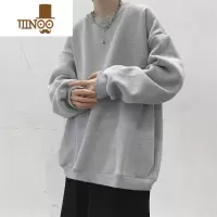YANXU美式纯色卫衣男士潮牌流圆领套头长袖上衣男款休闲高街外套