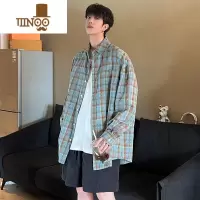 YANXU格子衬衫男女同款ins潮牌宽松痞帅长袖格纹衬衣帅气薄款防晒外套