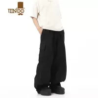 YANXU美式复古可束脚hiphop宽松工装裤嘻哈百搭阔腿拖地伞兵休闲裤