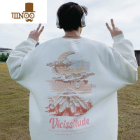 YANXU美式复古卫衣男士秋季新款潮牌长袖t恤百搭宽松男生套头衣服