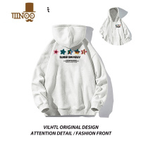 YANXU美式复古连帽卫衣男款chic设计感小众潮牌宽松情侣上衣外套