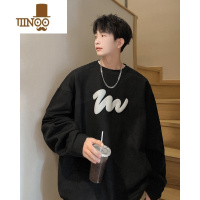 YANXU绒圆领卫衣男2023新款潮牌美式发泡印花男生外套