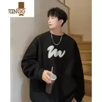 YANXU绒圆领卫衣男2023新款潮牌美式发泡印花男生外套