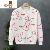 YANXU2023新款兔年红色卫衣男冬款加绒内搭本命年新年衣服男士圆领上衣