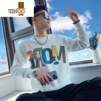 YANXU网红潮牌ins圆领卫衣男2022印花长袖上衣服男装痞帅外套男士