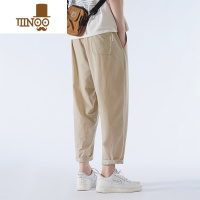 YANXU直筒冰丝裤子男夏季薄款垂感卡其宽松小脚大码阔腿九分休闲长裤
