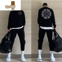 YANXU潮牌痞帅套头圆领卫衣男春季新款美式百搭街头风宽松休闲加绒上衣