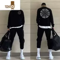YANXU潮牌痞帅套头圆领卫衣男春季新款美式百搭街头风宽松休闲加绒上衣