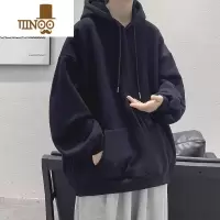 YANXU连帽纯色加绒百搭潮流卫衣外套男青少年宽松运动上衣服