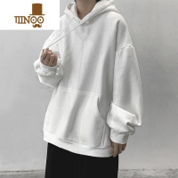 YANXU连帽卫衣男潮牌ins纯色上衣服春帽衫情侣宽松纯黑薄款外套