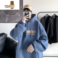 YANXU连帽卫衣男款加绒加厚情侣潮牌宽松外套青少年休闲运动上衣服