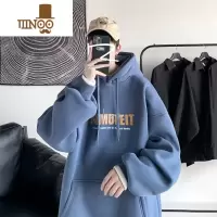 YANXU连帽卫衣男款加绒加厚情侣潮牌宽松外套青少年休闲运动上衣服