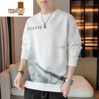 YANXU长袖t恤男士潮流百搭圆领秋装上衣服宽松内搭帅气无帽卫衣