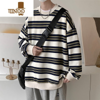 YANXU条纹慵懒卫衣男士2023新款港风男生长袖休闲宽松百搭上衣服