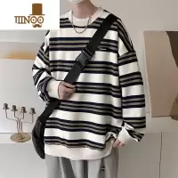YANXU条纹慵懒卫衣男士2023新款港风男生长袖休闲宽松百搭上衣服