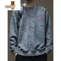 YANXU新款设计感满印无帽卫衣男春季男士加肥加大胖子大码春装