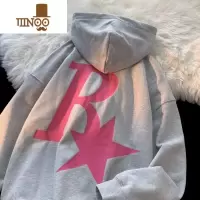 YANXU潮牌R星印花卫衣男连帽加绒加厚美式高街宽松vintage上衣外套