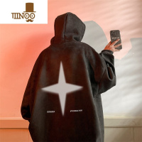 YANXU加大码300斤美式绒卫衣男连帽套头潮牌宽松休闲外套