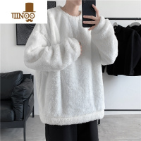 YANXUchic港味宽松羔毛卫衣男潮牌情侣纯色外套加绒加厚上衣服