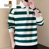 YANXU条纹衫卫衣男士潮牌翻领长袖潮流百搭时尚外套上衣服
