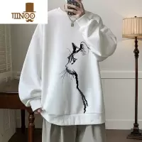 YANXU棉圆领卫衣男士美式潮流百搭情侣猫咪大码宽松加绒外套