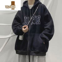 YANXU美式复古开衫卫衣男2023新款连帽中山加绒春季潮牌情侣装外套