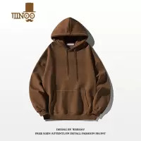 YANXU美式复古加绒纯色卫衣男款小众设计感hiphop潮牌帽衫外套上衣