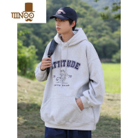 YANXU秋季oversize卡通字母印花连帽卫衣男款情侣学生潮流上衣外套