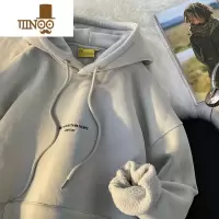 YANXU连帽卫衣男美式宽松休闲外套潮牌ins字母刺绣百搭上衣