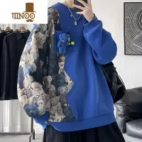 YANXU克莱因蓝小熊卫衣男潮ins520g美式hiphop外套oversize情侣装