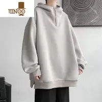 YANXU半拉链卫衣男款ins潮牌宽松大码设计感连帽上衣男生外套