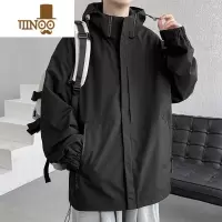 YANXU外套男士秋季潮牌工装可拆卸帽冲锋衣款休闲男装衣服防风夹克