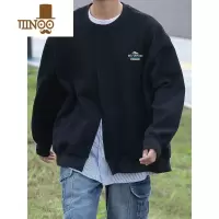 YANXU 春季小众叠穿条纹圆领卫衣情侣潮流OV宽松慵懒外套男