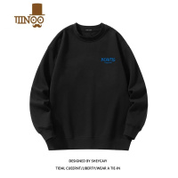 YANXU新款圆领卫衣男士oversize加绒加厚潮牌男女情侣宽松外套