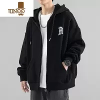 YANXU棉美式开衫卫衣男款宽松上衣服潮牌冬季加绒加厚拉链外套