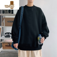 YANXU纯色基础款圆领卫衣男加绒加厚无帽内搭打底衫宽松大码套头衫