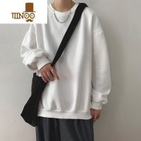 YANXU灰色圆领卫衣男潮牌纯色百搭上衣百搭休闲宽松日系无帽外套