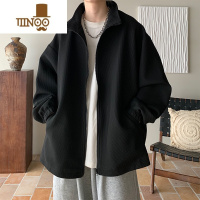 YANXU华夫格开衫卫衣男潮牌ins宽松大码外套潮流休闲百搭纯色上衣