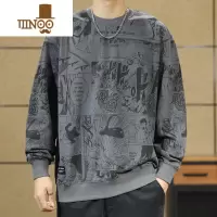 YANXU漫画印花卫衣男士宽松圆领潮牌2023新款大码无帽上衣男长袖