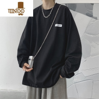 YANXU贴标长袖t恤男士新款潮牌百搭潮流套头休闲圆领卫衣打底衫