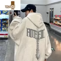YANXU欧美hiphop花灰色连帽卫衣男美式oversize高街潮牌500g硬挺秋