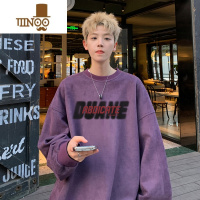 YANXU美式复古卫衣男新款宽松无帽外套潮牌绒套头上衣服