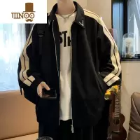 YANXU新款侧边织带夹克外套男潮牌休闲情侣拉链原宿风宽松外套男