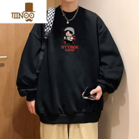 YANXU美式圆领卫衣男士潮牌卡通印花宽松长袖内搭春装上衣服H