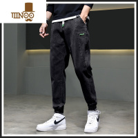 YANXU哈伦牛仔裤男士2023新款宽松束脚裤薄款百搭休闲工装长裤子夏