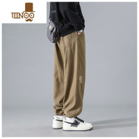 YANXU日系工装裤男款休闲九分裤潮牌青少年大码束脚宽松哈伦裤子