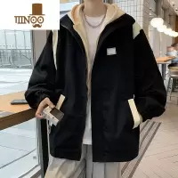 YANXU假连帽外套男款港风青少年高街上衣ins潮牌宽松休闲夹克